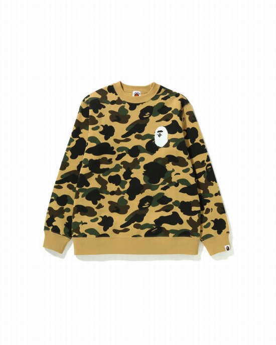 Bape 1st Camo Ape Head Crewneck Jr Mikiny Detske Žlté | SK-4920