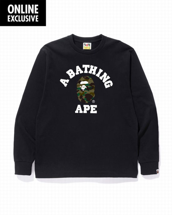Bape 1st Camo College Tricko Panske Čierne | SK-3051