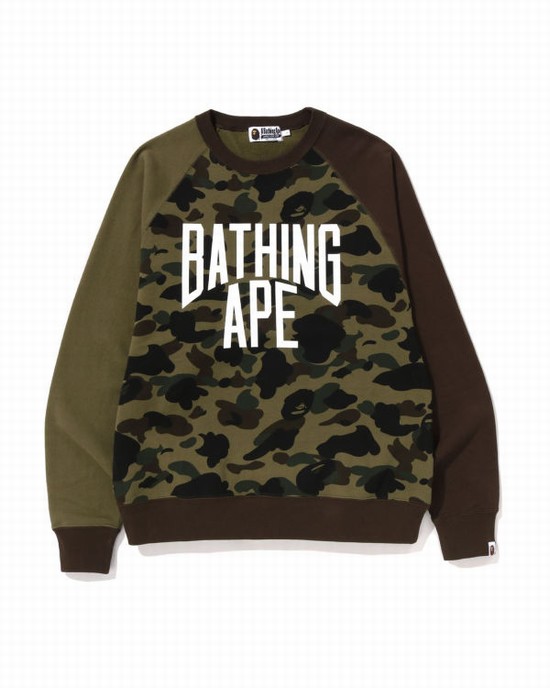 Bape 1st Camo Crazy Bathing Ape Relaxed Fit Crewneck Mikiny Panske Zelene | SK-6180