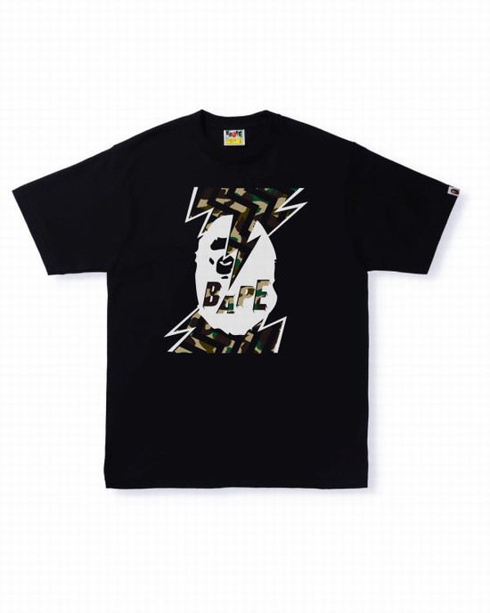 Bape 1st Camo Lightning Ape Head Tricko Panske Čierne | SK-2581