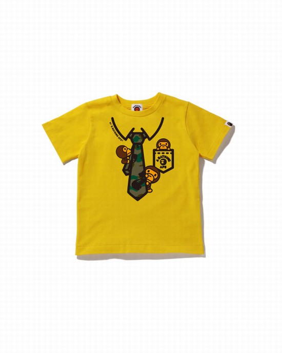 Bape 1st Camo Milo Neck Print Tricko Detske Žlté | SK-2065