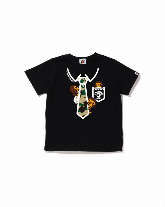 Bape 1st Camo Milo Neck Print Tricko Detske Čierne | SK-9634