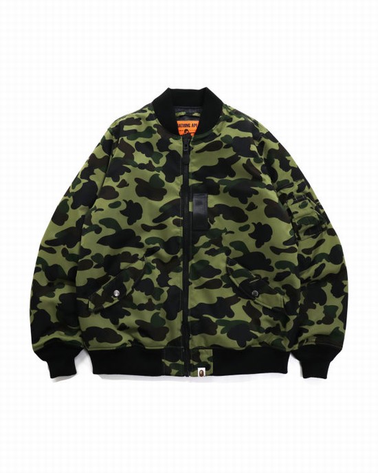 Bape 1st Camo Nylon Twill MA-1 Bundy Panske Zelene | SK-9738