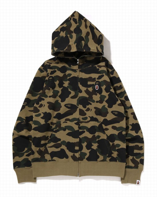 Bape 1st Camo One Point Full Zip Mikiny S Kapucňou Panske Zelene | SK-3957