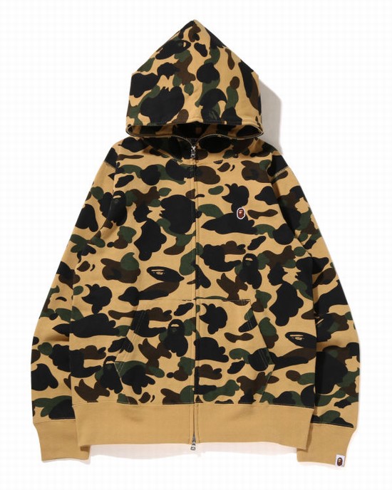 Bape 1st Camo One Point Full Zip Mikiny S Kapucňou Panske Žlté | SK-4968