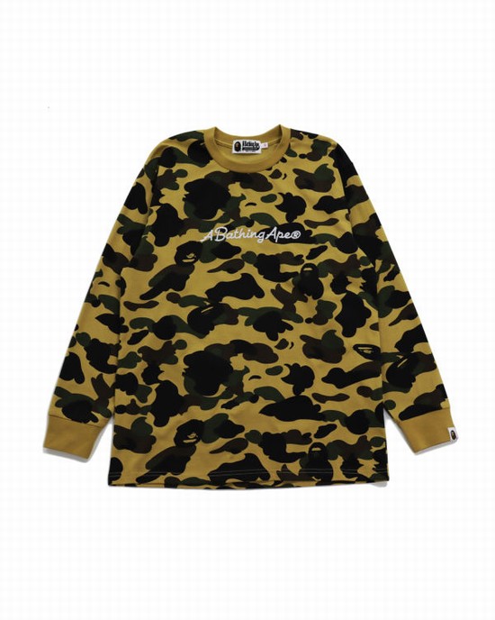 Bape 1st Camo Oversized L/S Tricko Damske Hnedožltý | SK-6790