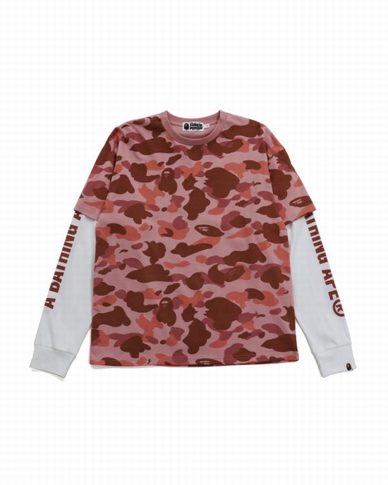 Bape 1st Camo Oversized L/S Tricko Damske Ruzove | SK-7621