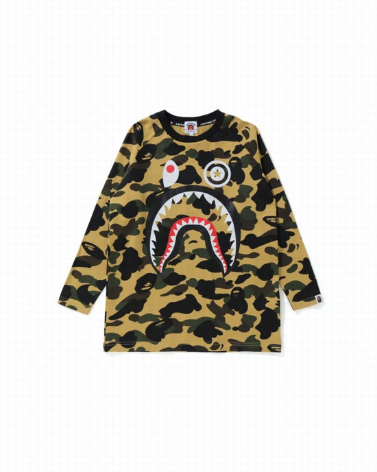 Bape 1st Camo Shark 3/4 Sleeve Tricko Detske Žlté | SK-2589