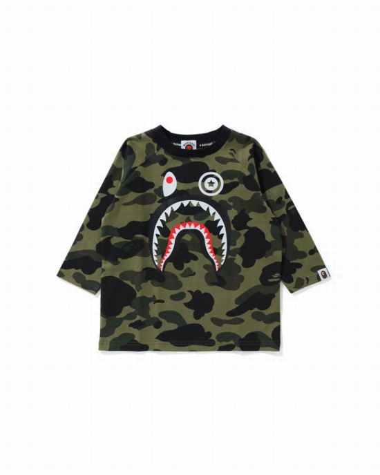 Bape 1st Camo Shark 3/4 Sleeve Tricko Detske Zelene | SK-3168