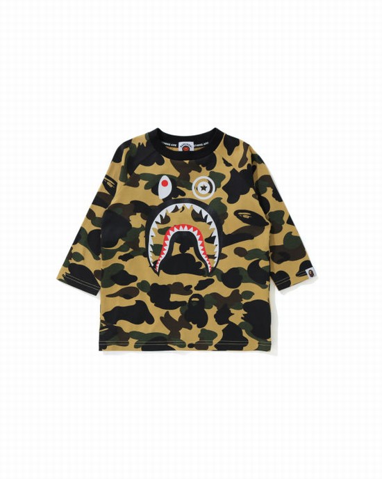 Bape 1st Camo Shark 3/4 Sleeve Tricko Detske Žlté | SK-8201