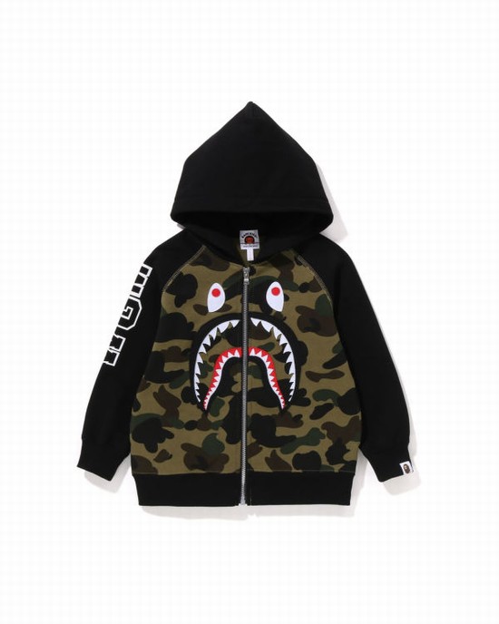Bape 1st Camo Shark Patch Zip Mikiny S Kapucňou Detske Zelene | SK-2158