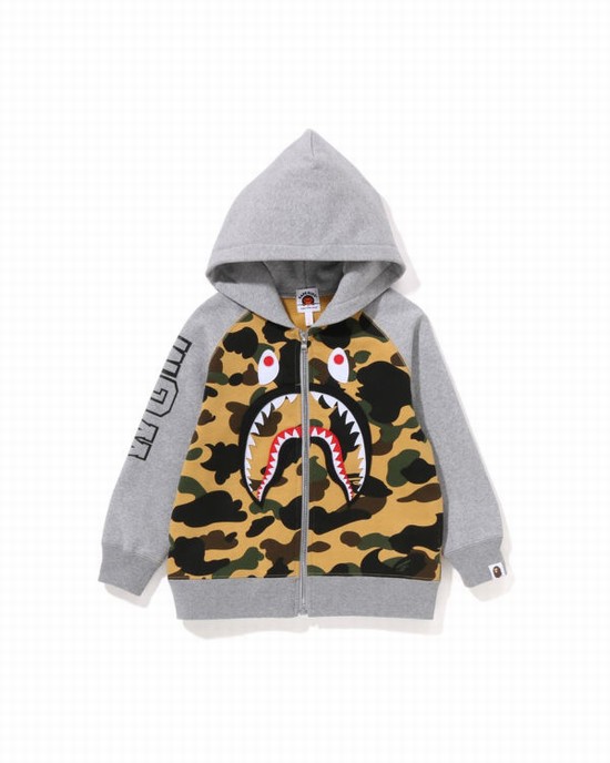 Bape 1st Camo Shark Patch Zip Mikiny S Kapucňou Detske Žlté | SK-4108