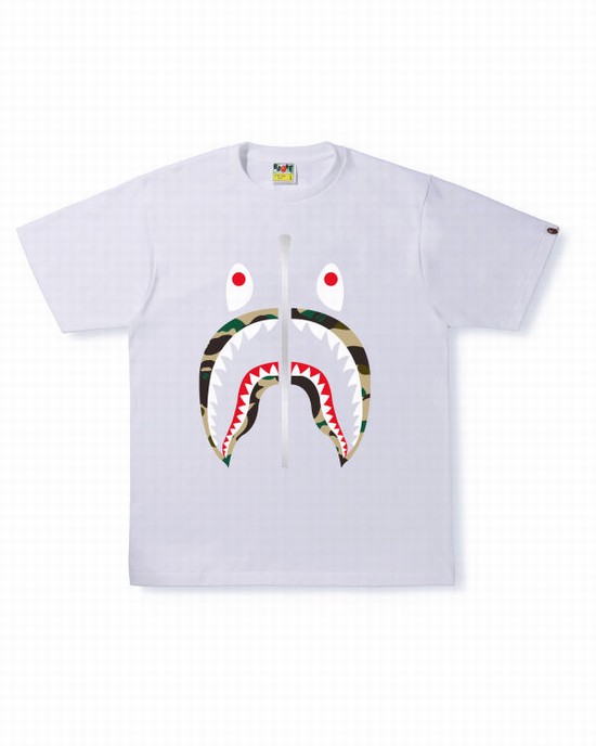 Bape 1st Camo Shark Tricko Panske Biele | SK-1723