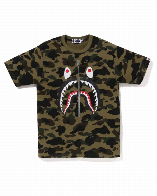 Bape 1st Camo Shark Tricko Panske Zelene | SK-6517