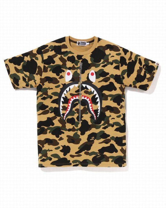 Bape 1st Camo Shark Tricko Panske Žlté | SK-5896