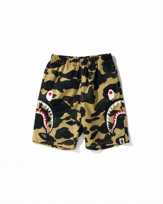Bape 1st Camo Side Shark Beach Sortky Detske Žlté | SK-5718