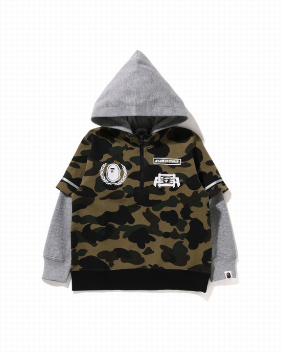 Bape 1st Camo Zavodne Layered Pullover Mikiny S Kapucňou Detske Zelene | SK-2041