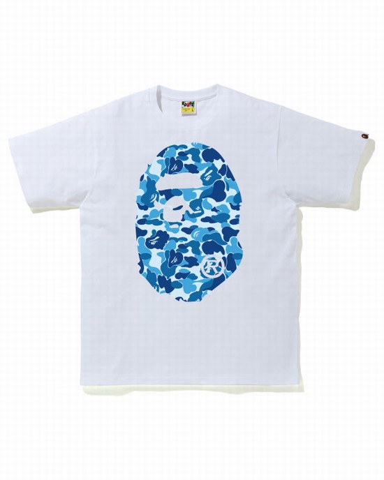 Bape ABC Camo Big Ape Head Tricko Panske Modre | SK-9163
