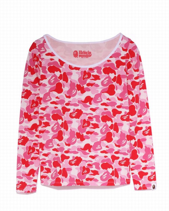 Bape ABC Camo L/S Tricko Damske Ruzove | SK-1054