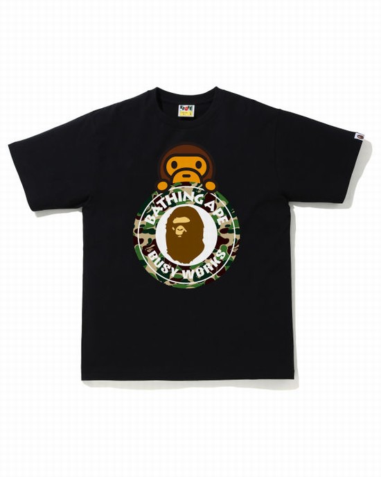 Bape ABC Camo Milo On Busy Pracovná Tricko Panske Zelene | SK-3169