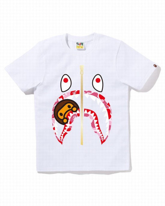Bape ABC Camo Milo Shark Tricko Damske Biele | SK-9845