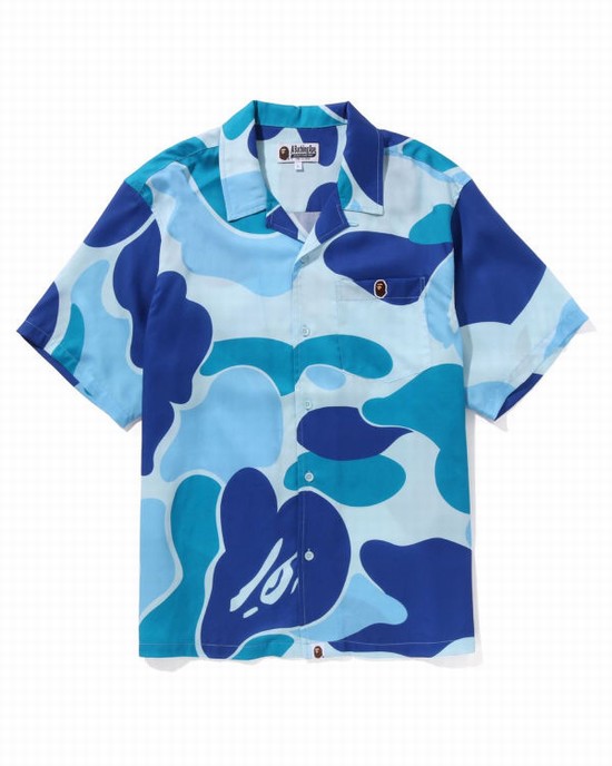 Bape ABC Camo Open Collar Kosele Panske Svetlo Modre | SK-1583
