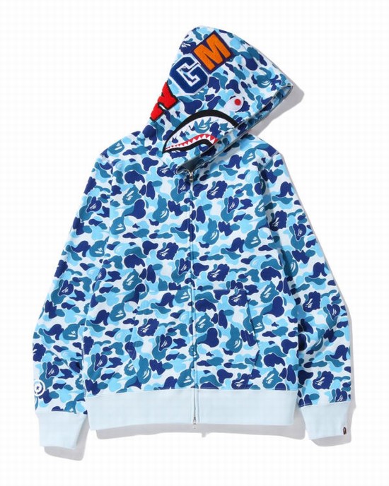 Bape ABC Camo Shark Full Zip Mikiny S Kapucňou Panske Modre | SK-2569