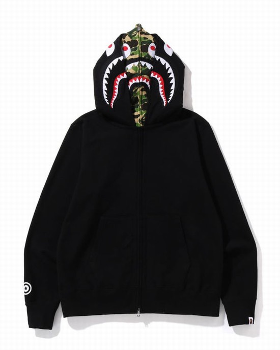 Bape ABC Camo Shark Siroke Topanky Fit Full Zip Mikiny S Kapucňou Panske Čierne | SK-1698