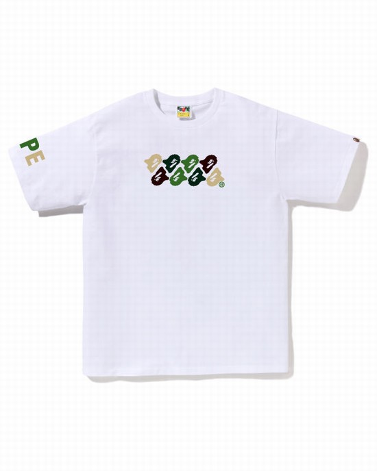 Bape ABC Camo Tricko Panske Biele | SK-0278