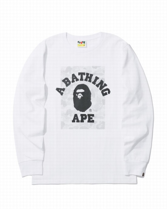 Bape ABC Dot Reflective College Tricko Panske Biele | SK-7081