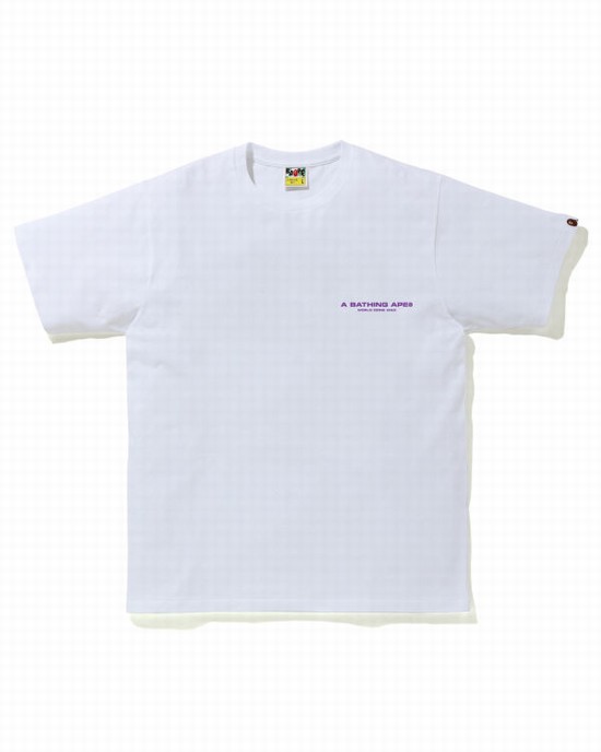 Bape A Bathing Ape Line Camo Tricko Panske Biele | SK-2481