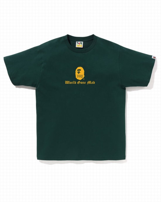 Bape A Bathing Ape Logo Tricko Panske Tmavo Zelene | SK-1240