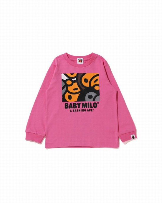 Bape All Milo Mix L/S Tricko Detske Ruzove | SK-2938