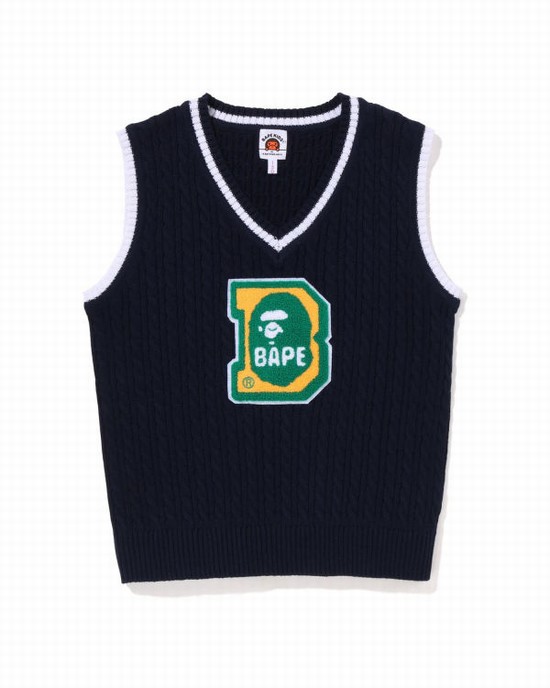 Bape Ape Head B Patch Cable Jr Pleteniny Detske Námornícka Modrá Modre | SK-1285