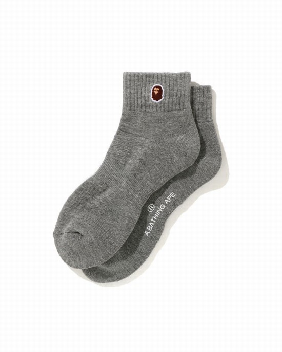 Bape Ape Head One Point Ankle Ponozky Panske Siva | SK-2576