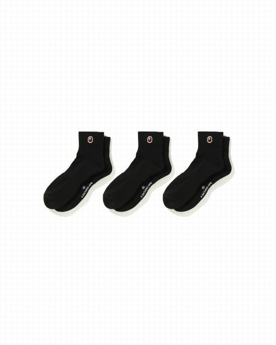 Bape Ape Head One Point Ankle Ponozky Panske Čierne | SK-3426