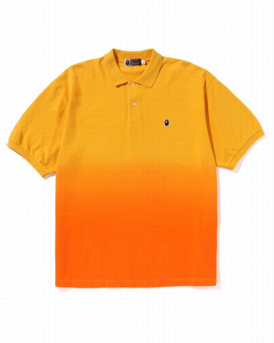 Bape Ape Head One Point Gradation Relaxed Fit Polo Tricko Panske Oranžové | SK-9287