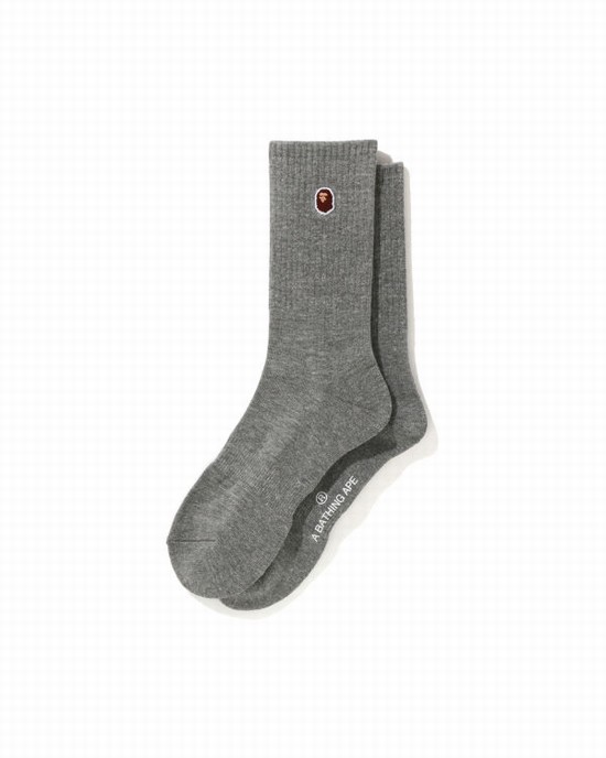 Bape Ape Head One Point Ponozky Panske Siva | SK-0975