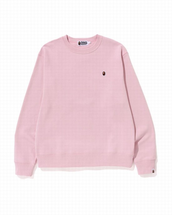 Bape Ape Head One Point Relaxed Fit Crewneck Mikiny Panske Ruzove | SK-3246