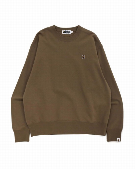 Bape Ape Head One Point Relaxed Fit Crew Neck Mikiny Panske Hnede | SK-3951