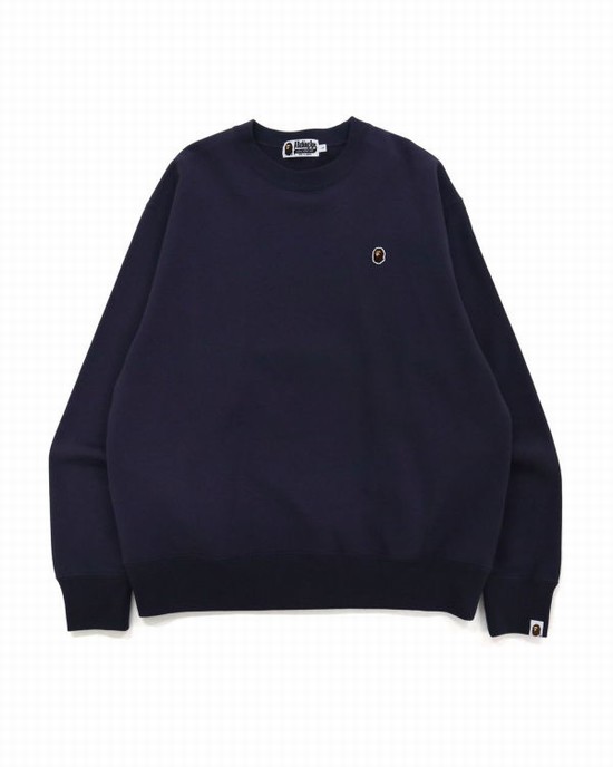 Bape Ape Head One Point Relaxed Fit Crew Neck Mikiny Panske Tmavo Nachový | SK-3964