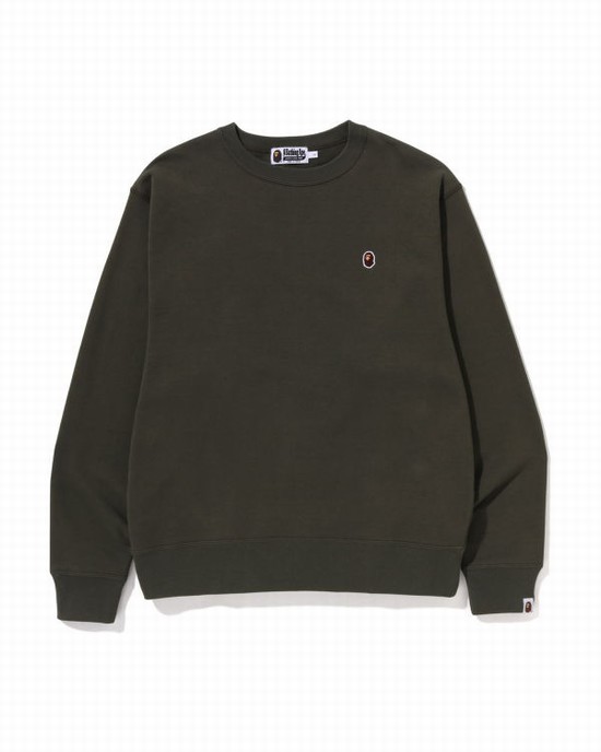 Bape Ape Head One Point Relaxed Fit Crewneck Mikiny Panske Zelene | SK-4021
