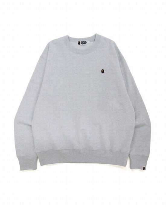 Bape Ape Head One Point Relaxed Fit Crew Neck Mikiny Panske Svetlo Siva | SK-4872