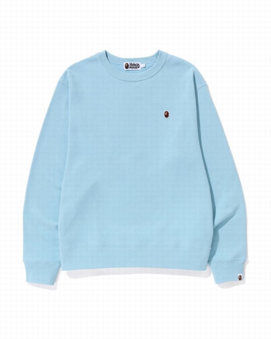 Bape Ape Head One Point Relaxed Fit Crewneck Mikiny Panske Modre | SK-5260
