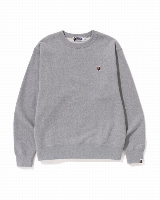 Bape Ape Head One Point Relaxed Fit Crewneck Mikiny Panske Siva | SK-7491