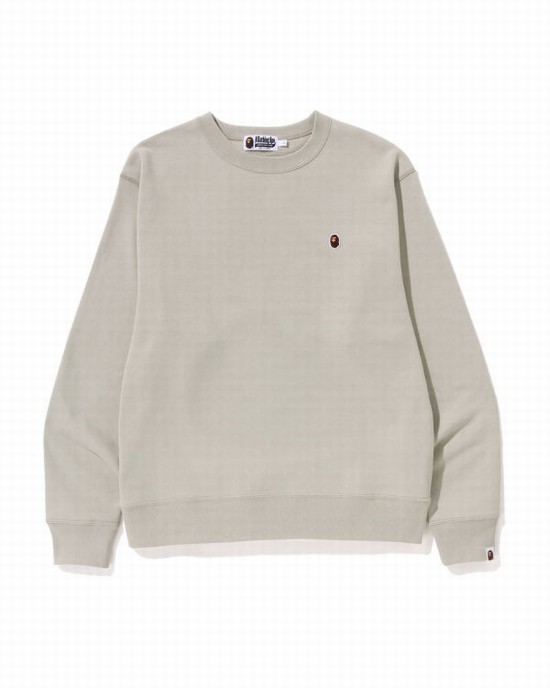 Bape Ape Head One Point Relaxed Fit Crewneck Mikiny Panske Béžové | SK-8259