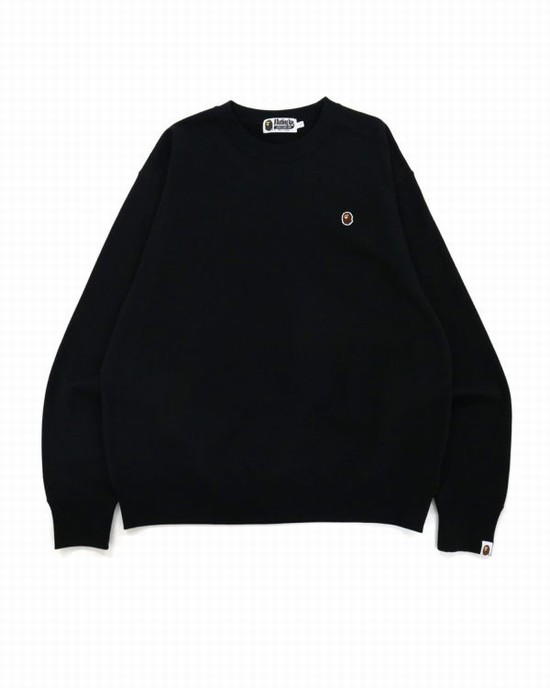 Bape Ape Head One Point Relaxed Fit Crew Neck Mikiny Panske Čierne | SK-9601