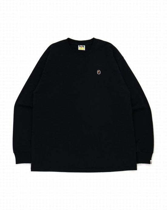 Bape Ape Head One Point Relaxed Fit L/S Tricko Panske Čierne | SK-0214