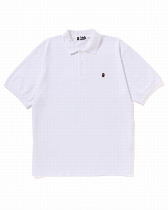 Bape Ape Head One Point Relaxed Fit Polo Tricko Panske Biele | SK-0297