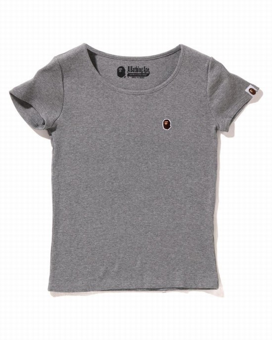 Bape Ape Head One Point Rib Tricko Damske Siva | SK-3965